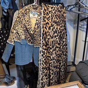 Denim Love Leopard Print Jacket and Pant Set